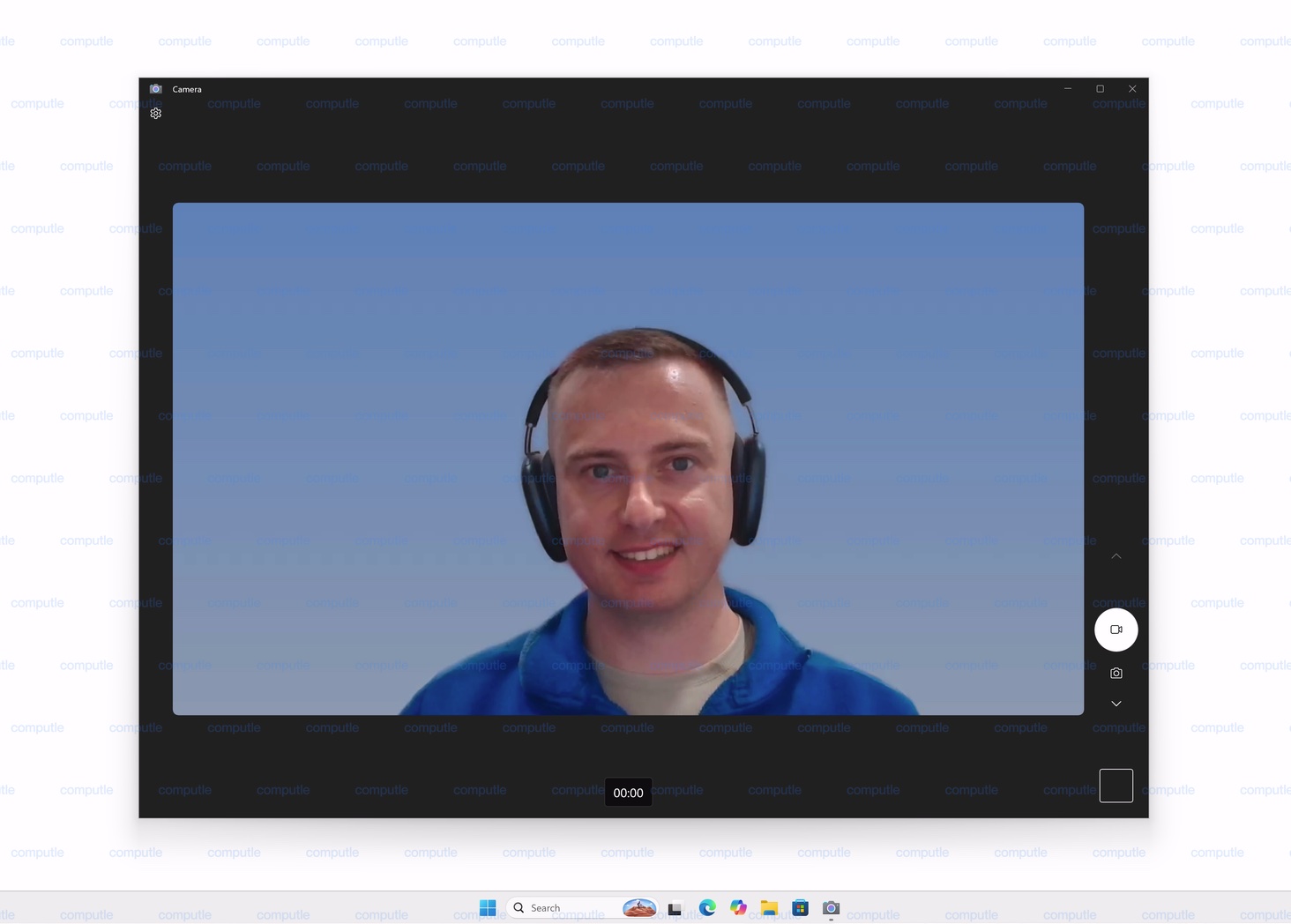 Windows Camera app running on a Computle workstation
