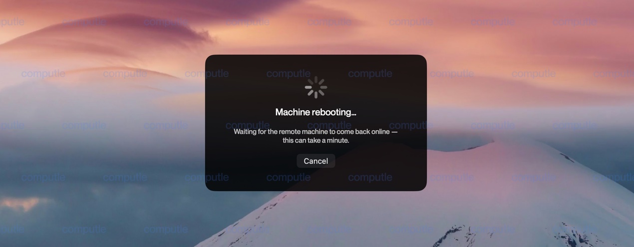 Machine rebooting status in the Computle Client