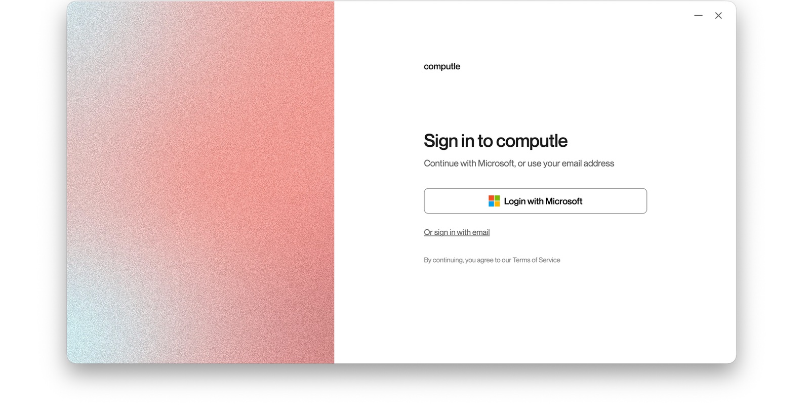 Computle sign-in window with Login with Microsoft